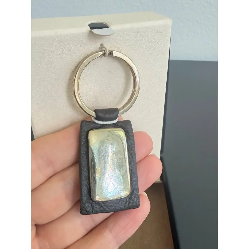 Vintage Monet for Men leather & metal keychain in its original branded box
